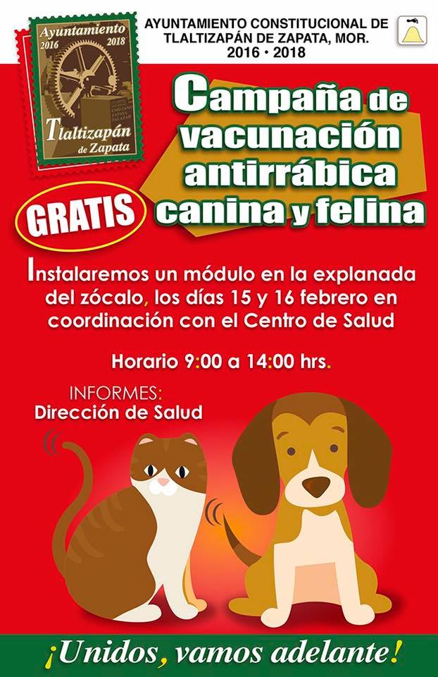 Campaña de vacunación antirrábica canina y felina!!